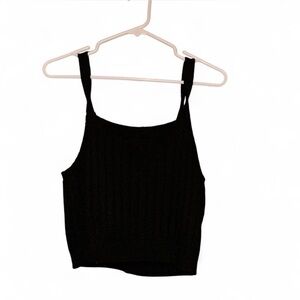 Black Ribbed Crop Top